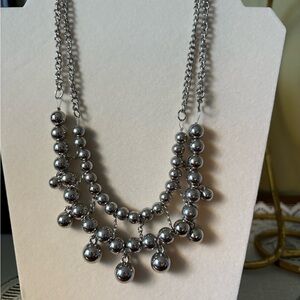 Silver Beaded Chain Necklace